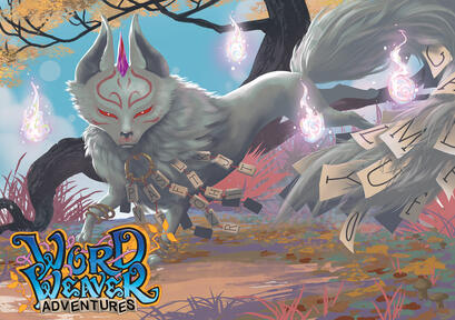 A magical fox with a large tail