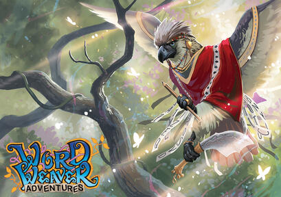 An eagle with tribal clothing flying near a tree branch