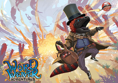 A humanoid lizard with a top hat and a suit throws a bomb