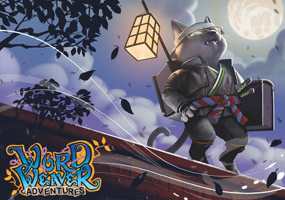 A cat dressed as a ninja standing on a rooftop